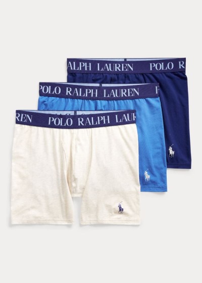 Calzoncillos Polo Ralph Lauren Hombre Blancos / Azul Marino / Azul Rey Azules - 4D Flex 3-Pack - CZM